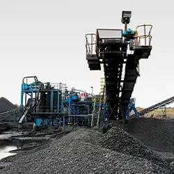 Coal preparation plant with conveyor systems and coal stockpiles using magnetite dense media separation supplied by Universal Minerals Inc